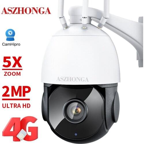 1080P WIFI Security IP Camera Wireless PTZ 4G SIM Card 2MP 5X Optical Zoom HD CCTV Surveillance Dome Cam CamHi IP66 Waterproof