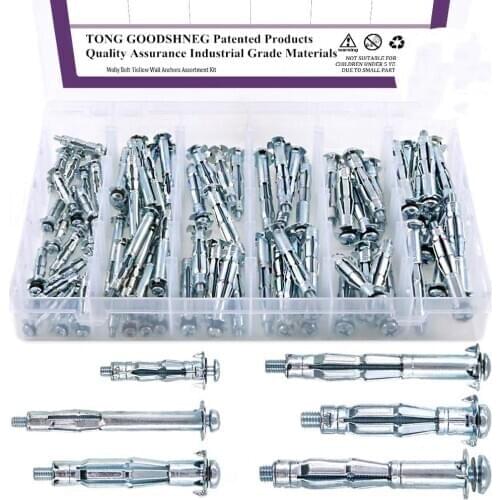 Bolt Kit,Hollow Wall Anchors for Secure Drywall,Sheetrock Paneling to Walls or Ceilings M4×32,M4×60, M5×52,M5×65,M6×52,M6×65