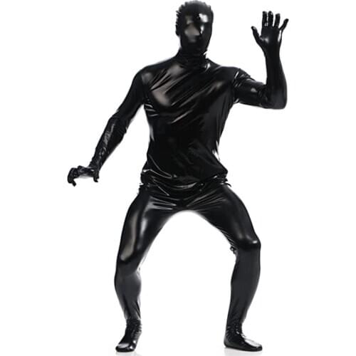Ensnovo Mens Shiny Metallic Zentai One Piece Spandex Skin Suits Cosplay Costume