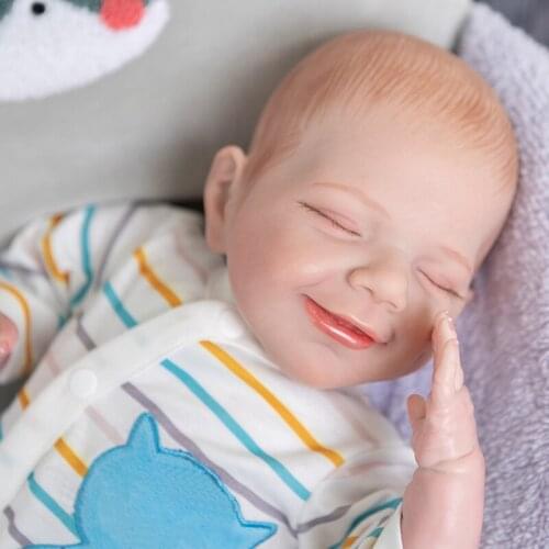 53CM Handmade Sleeping Reborn Baby Doll April Lifelike Size Soft Body Flexible 3D Skin with Veins Newborn Baby Gift for Adults