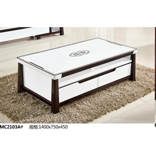 MC2103A Modern living room furniture tea table glass top with drawers coffee table tea table