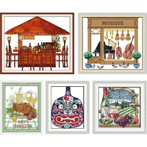 Joy Sunday Happy Times Cross Stitch Embroidery Needlework Kit Stamped 11CT 14CT Printed Counted Patterns Crafts Decor Thread Set