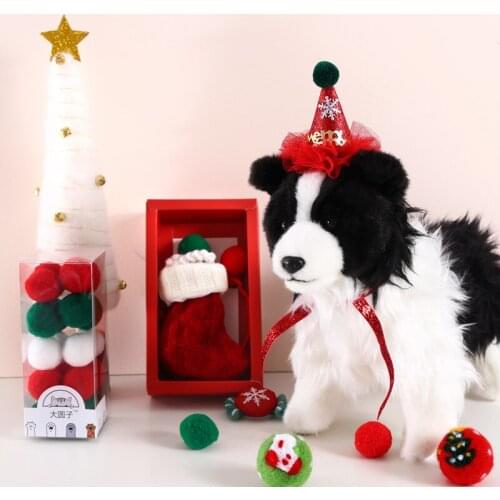 Christmas Easter Pet Hat Headdress Collar Set Cat Grass Bell Toy Ball Cat Dog Accessories Gift Box Dog Supplier Wholesale