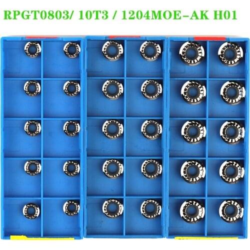 RPGT0803 RPGT10T3 RPGT1204 RCGT0803 RCGT1003 RCGT10T3 MOE AK H01 Carbide Inserts CNC Lathe Turning Tools RCGT Blade for Aluminum