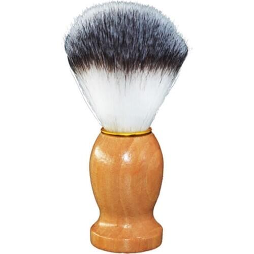 Shaving Brushes, 11cm Long Synthetic Nylon Brush Facial Beard Brush with Wooden Handle, Shaving Cleaning Brush for Men