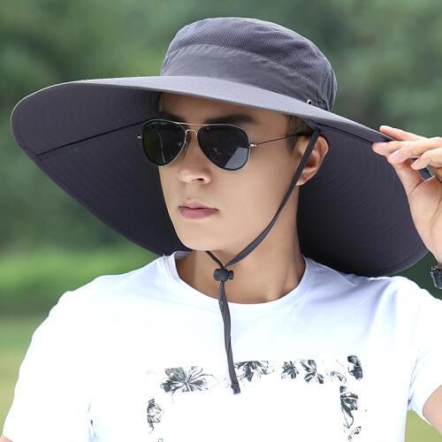 Outdoor Men Women Climbing Fishing Sunscreen Big Cap Summer Hiking Travel Camp Adjustable Shade Breathable Sun Hat Fisherman Hat