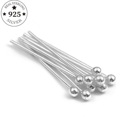 925 Sterling Silver Findings Metal Ball Head Pins 15 20 25 30 35 40 50 mm Head Pins For DIY Jewelry Making Findings Supplies