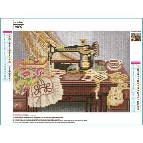 Sewing Machine 5D DIY Round Diamond Painting Embroidery Drill Needlework Cross Craft Stitch Kit Home Decor