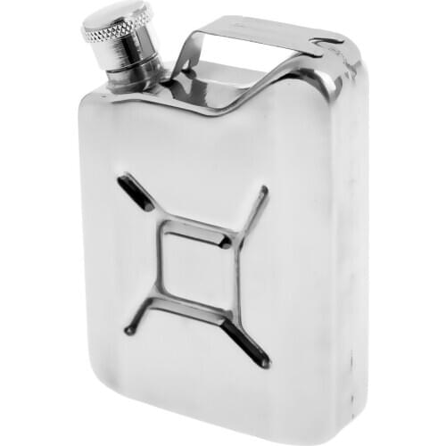 Liquor and Funnel - Stainless Steel Pocket Hip Flask with Black Leather Cover