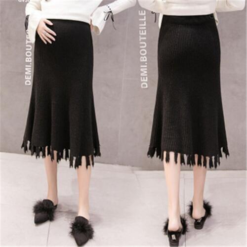 Maternity Skirts New Arrival Fashion Knitting Skirt For Pregnant Women Tassel Waist Adjustable Belly Pregnancy Skirts 2019