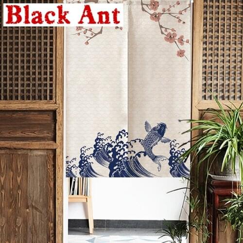 Japanese Style Cotton and Linen Door Curtain Partition Thick and Not Shrinking Kitchen Bathroom Curtain Dressing Room T126#30