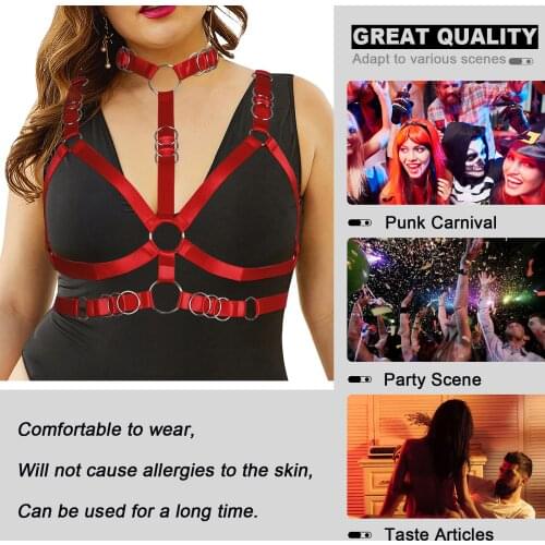 Women Puls Size Hanging Neck Turtleneck Top Fetish Exotic Accessories Body Harness Crop Top Gothic Red Sexy Lingerie Binding Bra