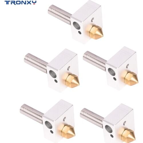 1/2/5pcs 0.4mm Brass Nozzle Heater Block M6 Throat Hotend Extruder Kit for 1.75mm Filament TRONXY X5SA/X5SAPRO 3D Printer Parts