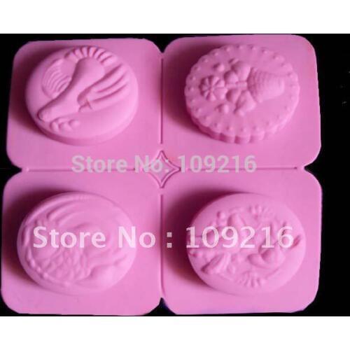 1pcs Four-Fish and Bird (C1112) Silicone Handmade Soap/Cake Mold Crafts DIY Mold