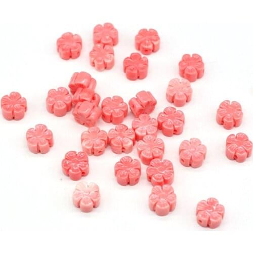 Hot Sale Coral Through Hole Carved Flower Shape Exquisite Beads DIY Jewelry Making Exquisite Necklace Jewelry Accessories 10pcs