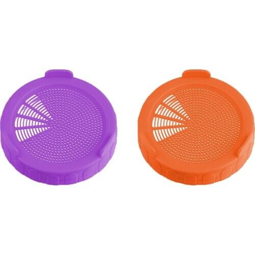 2Pc Mason Jar Sprouting Lids Plastic Screen Strainer Caps Seeds Storage Covers for Growing Bean Broccoli Alfalfa Kitchen Gadgets