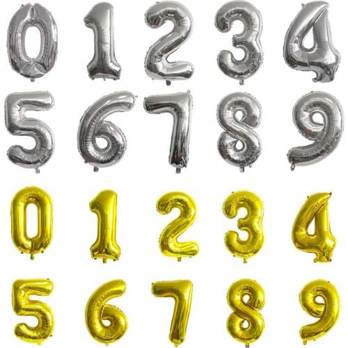 32Inch Gold Sliver Aluminum Foil Number Balloon Birthday Wedding Decor Party Supplies Baby Shower Decoration Ball Helium Globos