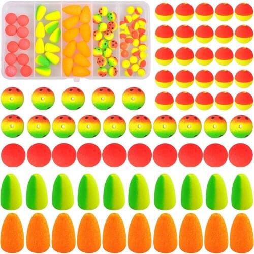 70Pcs/Box Foam Fishing Float Bobbers Cylinder Pompano Fishing Rig Floats Buoys Floats For Trout Catfish Walleye