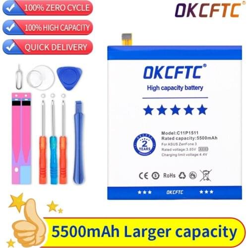 High Capacity C11P1511 Battery For ASUS Zenfone3 Ze552kl Z012da Z012de 5500mAh+Free Tools
