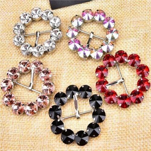 1pcs 4.2cm round DIY Garment sewing accessories Metal Rhinestone Belts for Women Rhinestone crystal pin buckle fashion Slipper
