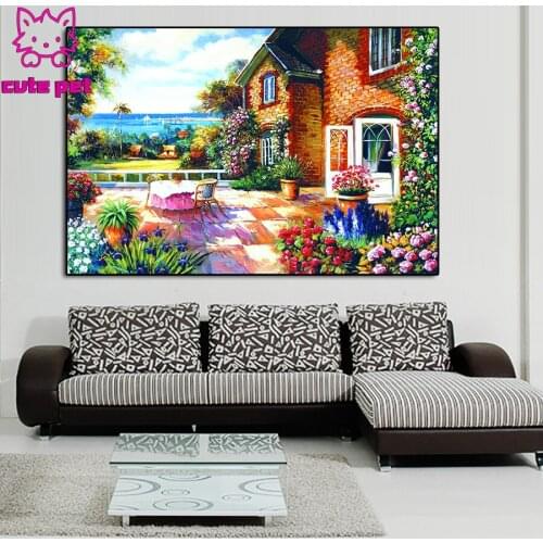 Cross stitches full drill diamond painting 5D European style oil painting landscape Mosaic Character Gift Embroidery Home Decor