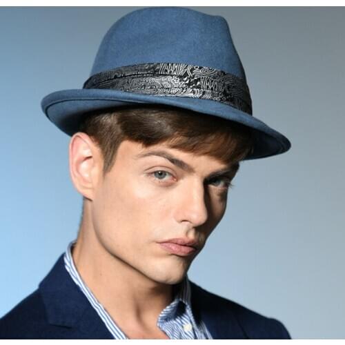 Australian Wool Ribbon Buckle Fedora Hat Men & Women Vintage Big Head Jazz Hat Party Dress Derby Feather Felt Hat