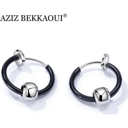 AZIZ BEKKAOUI New Hot Sell Small Stud Earrings For Women Men Punk Stud Earrings Personality Party Jewelry Fashion Black Sliver