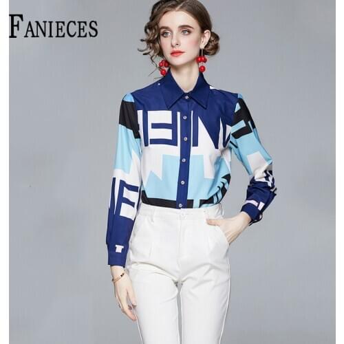 Elegant Fashion Print Blouse Shirts Office Lady 2021 Spring Autumn Slim Long Sleeve Blouses Women Tops blusas ropa mujer рубашка