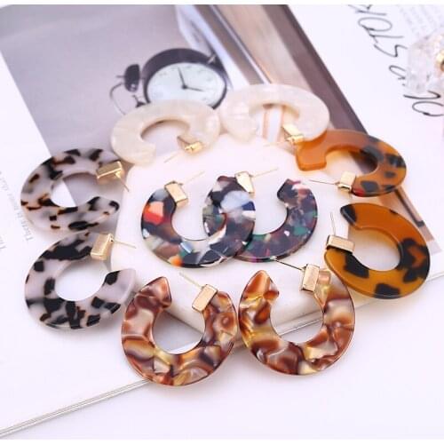 Bohemian Big Acrylic Earrings For Women Geometric Leopard Print Luxury Acetate Pendant Resin Dangle Earring Fashion Jewelry 2019