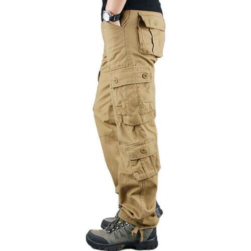 Cargo Pants Men Loose Straight Multi Pockets Overalls Long Trousers Mens Casual Cotton Joggers Track Military Tactical Pants