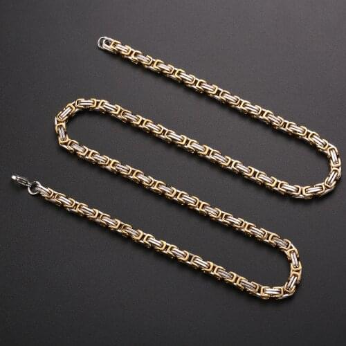 New Width 5MM 316L Stainless Steel Plated Gold Emperor Chain Necklace Fashion Cool Hip Hop Men Jewelry Steel Link Necklace