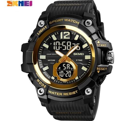 Skmei top brand sport watch men military digital watches fashion 3time countdown wristwatches 5bar waterproof clock reloj hombre