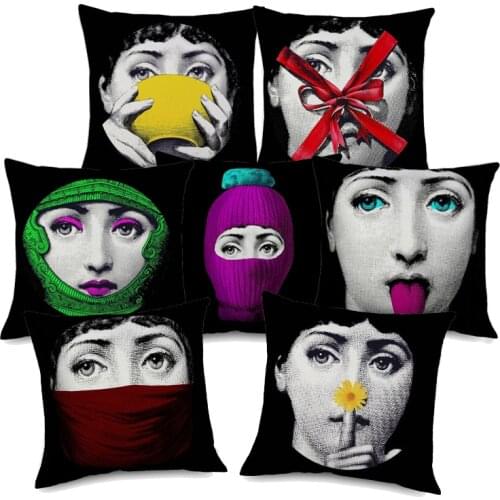 Art Series Cushion Cover Decor Creative Painting Sofa Pillow Case 45x45cm Beige Linen Pillowcase Home Hall Decoration