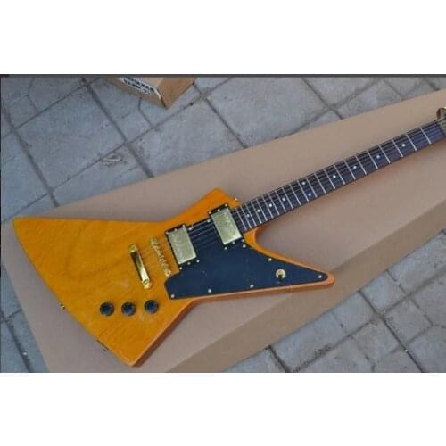 Electric guitar explorer natural wood guitar