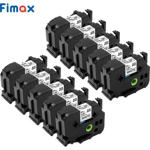 Fimax 10 Packs Compatible for Brother P-touch Label Tape TZe-251 TZ-251 24mm*8m Black on White for Brother P-touch Label Printer