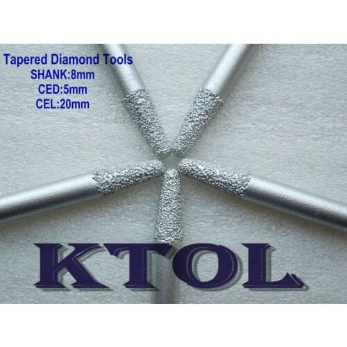 Shank 8mm CED-5mm CEL-20mm Tapered Ball End Mills Diamond Engraving Tools,End Mill Engraving CNC Router Tools for Carving Stone