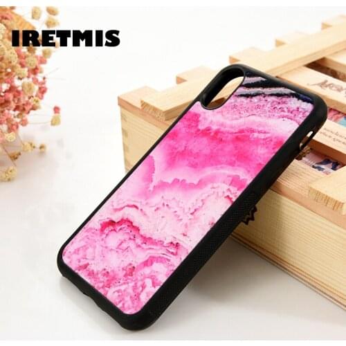 Iretmis 5 5S SE 6 6S TPU Silicone Rubber phone case cover for iPhone 7 8 plus X Xs 11 Pro Max XR Pink Stone