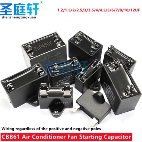 1 PCS CBB61 air conditioner fan capacitor 1.2/1.5/2/2.5/3/3.5/4/4.5/5/6/7/8UF start capacitor