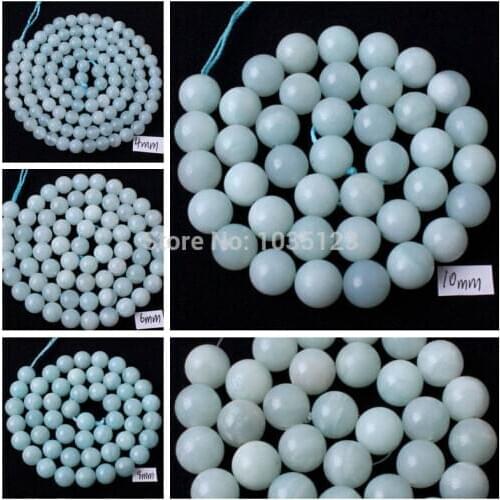 High Quality Natural Light Blue Amazonite Round 4/6/8/10/12mm Necklace Bracelet Jewelry Gems Loose Beads Strand 15 Inch wj67