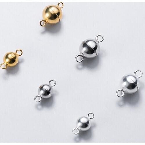 925 Sterling Silver Round Ball Strong Magnet Clasps 6mm 8mm Necklace Bracelets Conenctor Clasp DIY Fine Jewelry Accessories