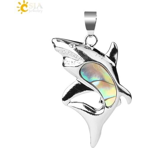 CSJA New Zealand Natural Paua Abalone Shell Bead Lovely Dolphin Animal Pendant for Necklaces Men Women Fashion Jewelry Gift E356