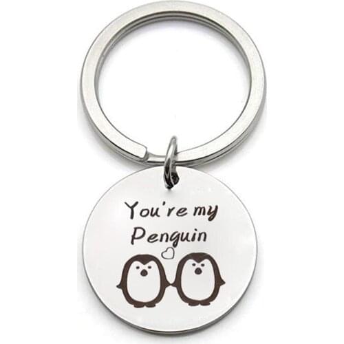 Fashion Charms Key Chains Stainless Steel You Are My Penguin Key Ring Holder Keychain Couple Gift Jewelry porte clef