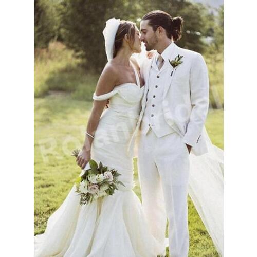 Latest Coat Pant Designs Ivory Linen Wedding Suits for Men Prom Jacket Groom Tuxedo Slim Fit 3 Piece Custom Style Blazer Ternos