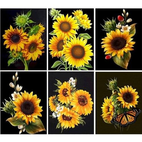 GATYZTORY DIY Painting By Numbers Kit Sunflower Acrylic Paint By Numbers Wall Art Special gift Canvas Painting on canvas
