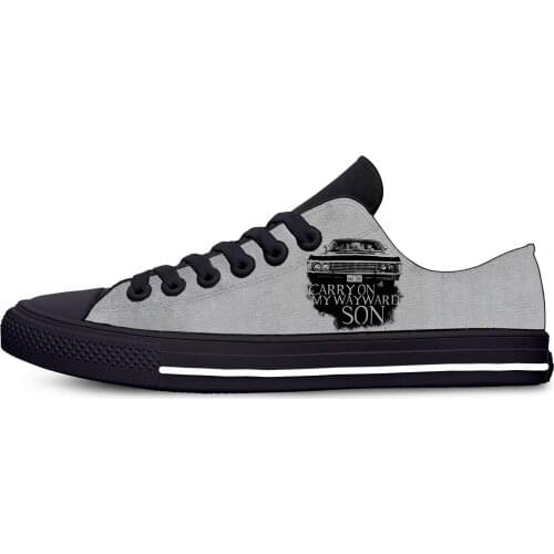 Carry on My Wayward Son Supernatural Fashion Cool Casual Canvas Shoes Low Top Lightweight Breathable 3D Print Men women Sneakers