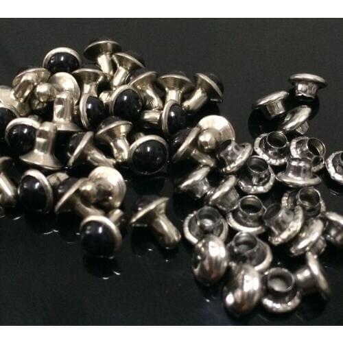 New Coming 100PCS 6mm Round Black Acrylic Rivets Leather Craft Punk Studs Fit DIY Making Belts Shoes Bag Bracelets Shipping Free