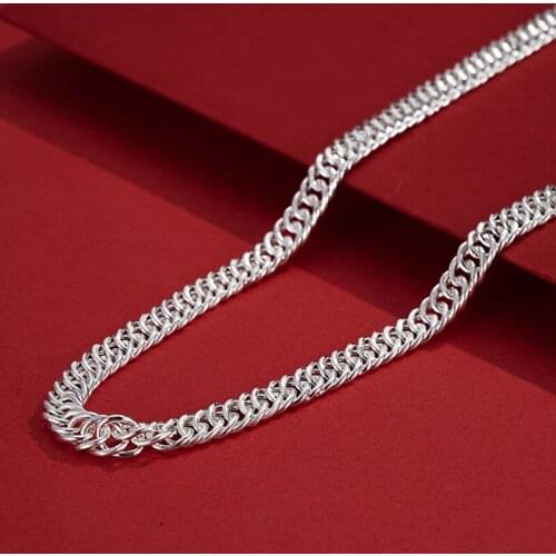New Mens Silver Necklace Trendy Brand Wild Hip-hop Personality Simple Trendy Male Trendy Decorative Whip Chain