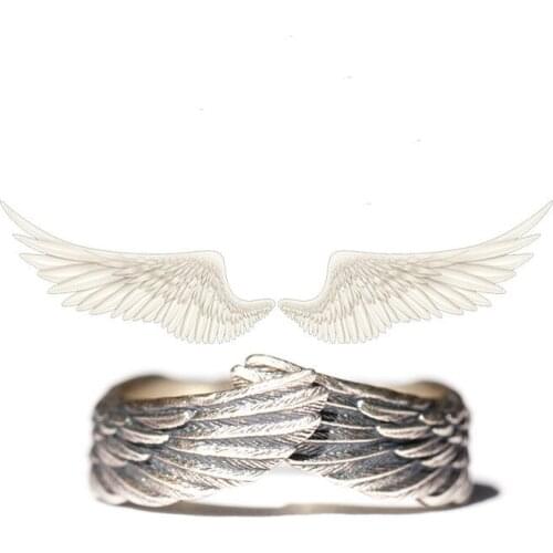 Couple Retro Punk Style Wings Open Ring Nightclub Hip-hop Rock Dance Party Electronic Syllable Multifunctional Gift Wholesale