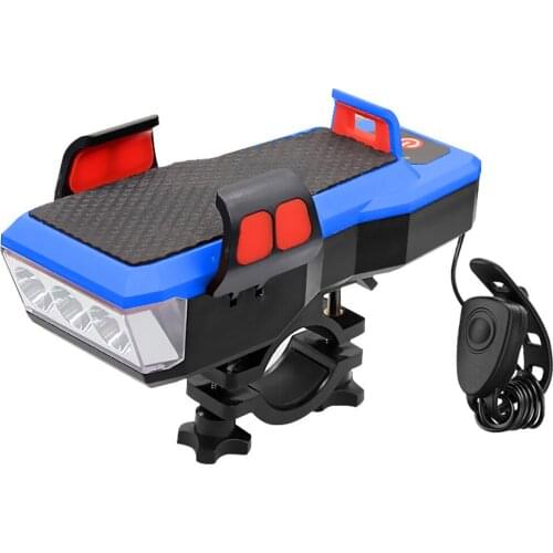 Portable Light Mountain Bike Lights LED Bicycle Front Lighting Waterproof MTB Bike Mobile Phone Holder Horn Headlamp