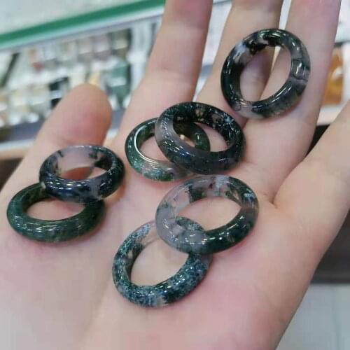 Wholesale Retail Natural Gemstone Ring Agate Jewelry Green Aquatic Pattern Mans Womans Bague Homme Anillos De Mujer